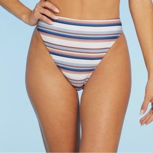 HIGH Waist Extra High Leg Extra Cheeky Bikini Bottom  Shade & Shore Multi Stripe